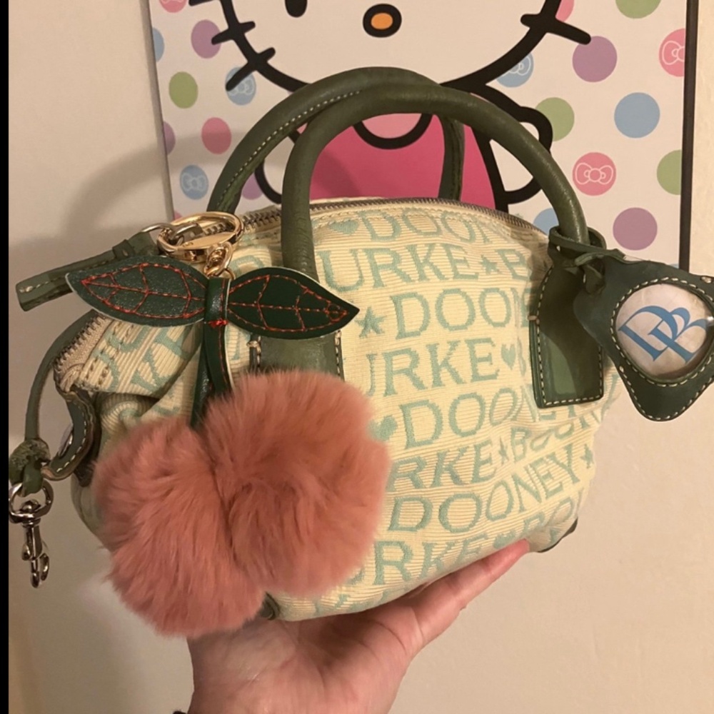 Y2K green Dooney & Bourke Purse w/ cherry charm